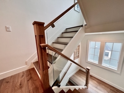 glass railings and landing